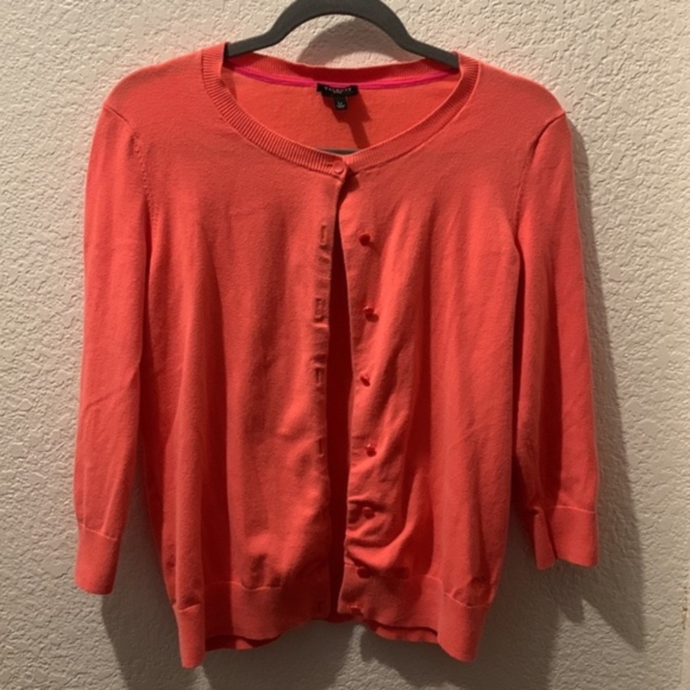 Coral Button-Up Cardigan